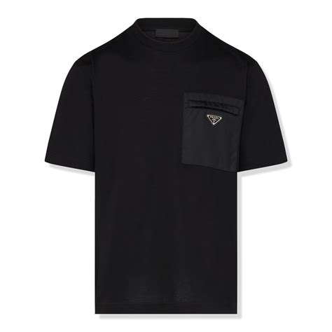 prada cotton t-shirt with nylon pocket|Black Cotton T.